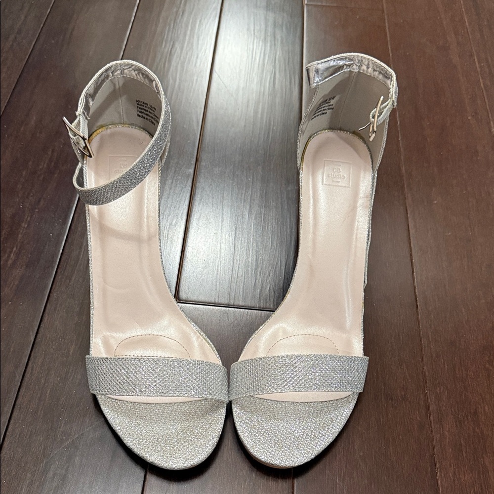 Elegant Silver Ankle Strap Heels